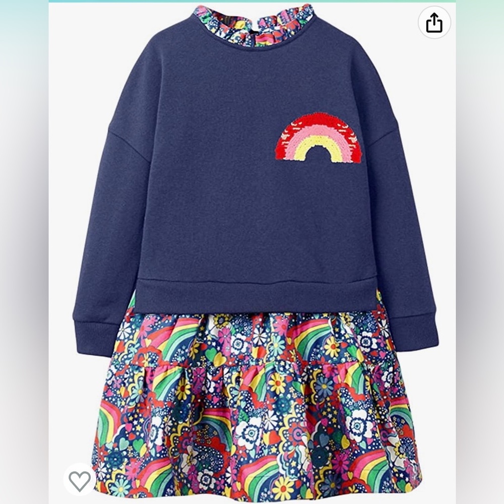 Rainbow Long Sleeve Play Dress Size 4-5